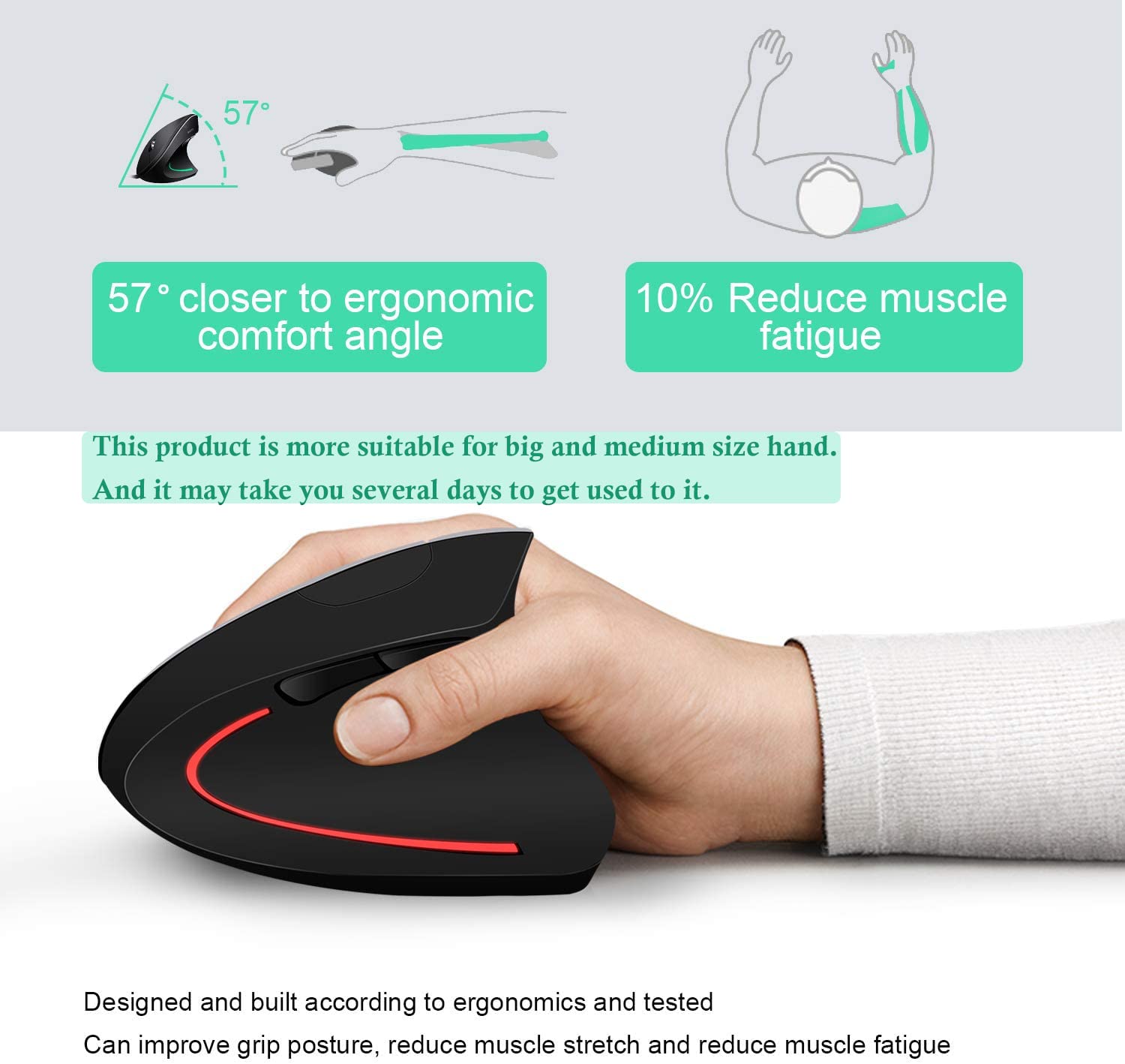 Verilux Wired Vertical Mouse, Optical Ergonomic Mouse with 4 Adjustable DPI 800/1200/2000/3200, 5 Buttons USB Computer Mouse, Better for Large and Medium Sized Hands,for for Mac, PC, Desktop Verilux Wired Vertical Mouse, Optical Ergonomic Mouse with 4 Adjustable DPI 800/1200/2000/3200, 5 Buttons USB Computer Mouse, Better for Large and Medium Sized Hands,for for Mac, PC, Desktop